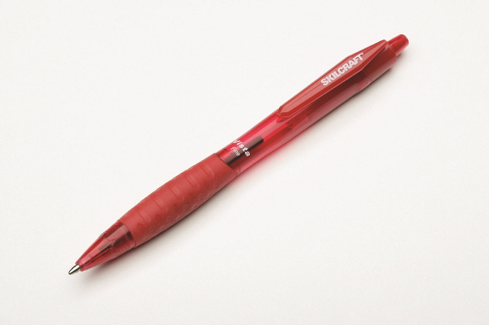 Image of SKILCRAFT® VISTA Ballpoint Pen, Red Ink, Fine Point, Case of 12 Dozen