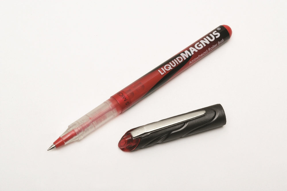Image of SKILCRAFT® Liquid Magnus® Liquid Magnus Rollerball Pen, Red Ink, Micro Point Arrowhead 0.5mm, Case of 6 Dozen