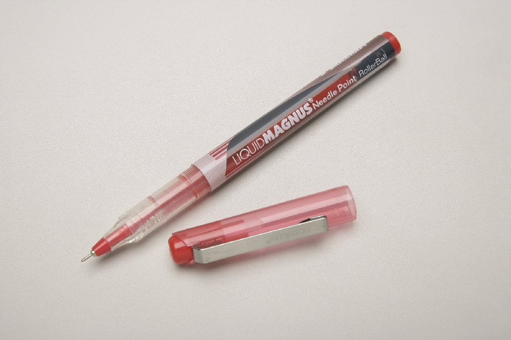 Image of SKILCRAFT® Liquid Magnus® Liquid Magnus Needlepoint Pen, Red Ink, Micro Point 0.5mm, Case of 6 Dozen