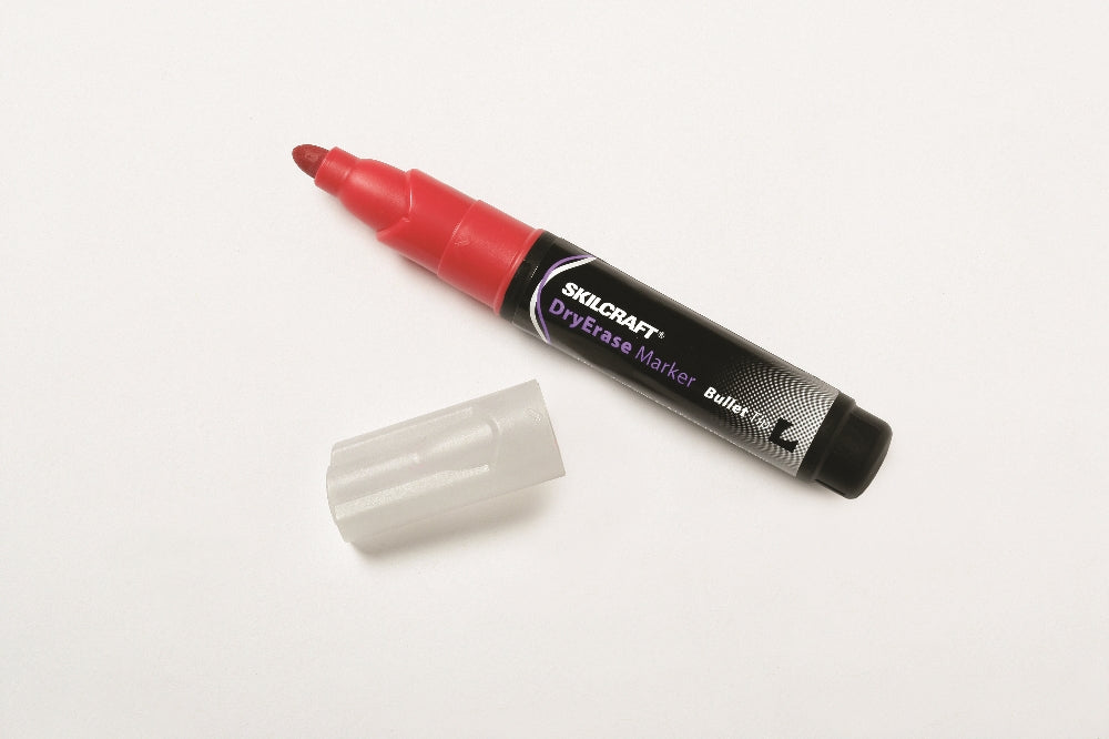 Image of SKILCRAFT® Dry Erase Marker, Bullet Tip, Red Ink