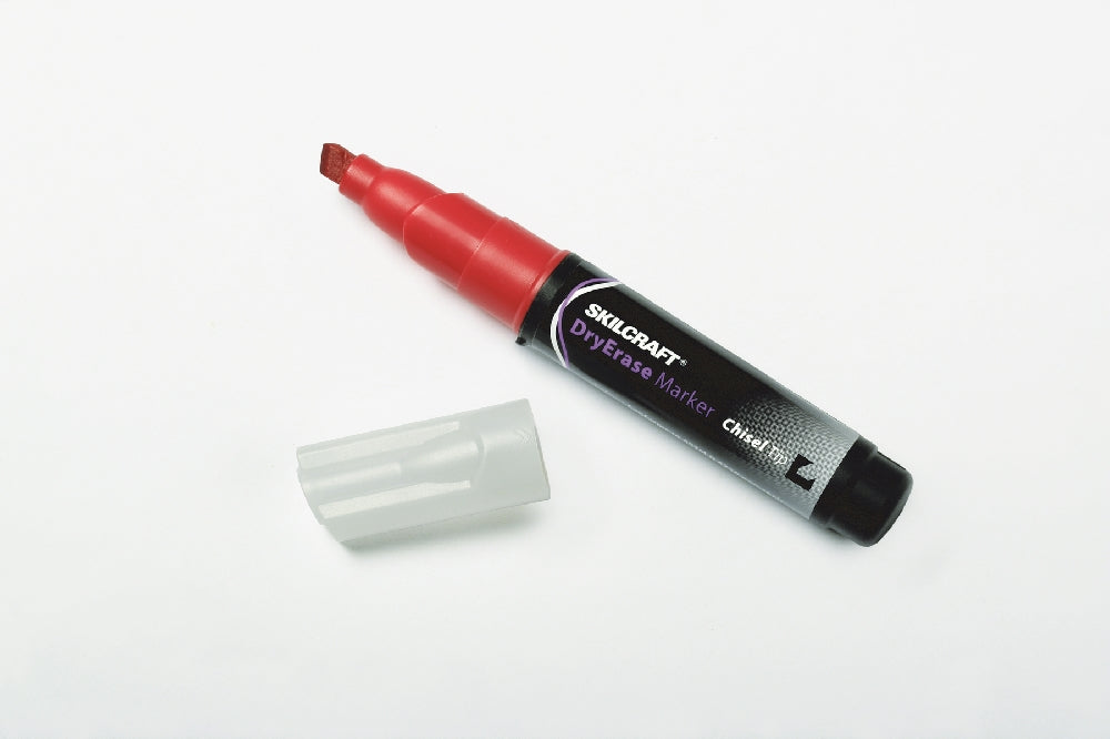 Image of SKILCRAFT® Dry Erase Marker, Chisel Tip, Red Ink