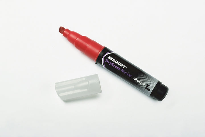 Image of SKILCRAFT® Dry Erase Marker, Chisel Tip, Red Ink