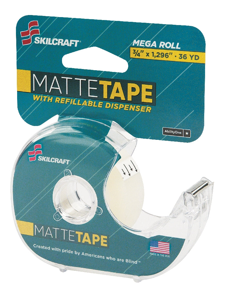 Image of SKILCRAFT® Transparent Tape with Dispenser, Matte Finish, Case of 48