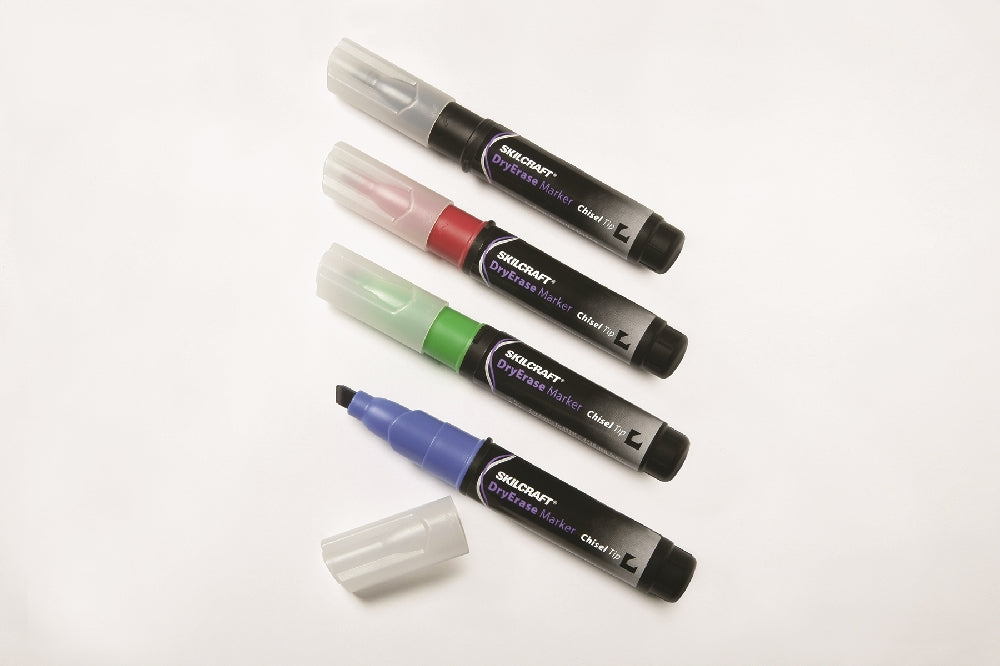 Image of SKILCRAFT® Dry Erase Marker, Chisel Tip, 4 Color Set