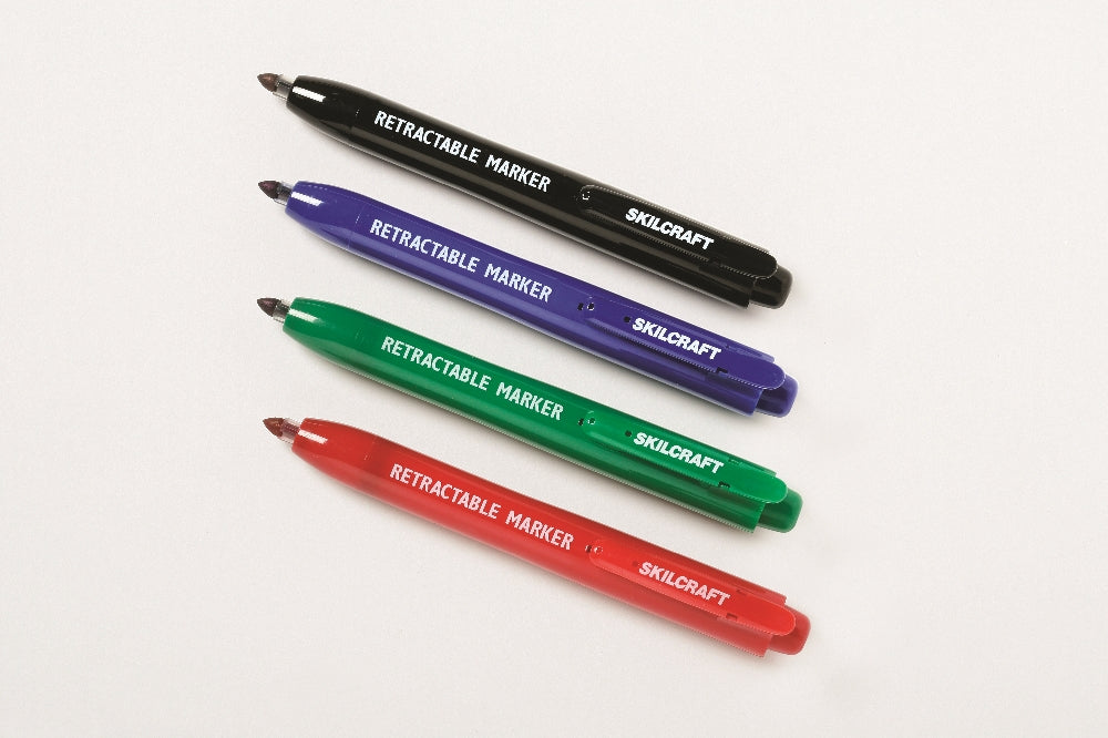 Image of SKILCRAFT® Retractable Permanent Marker, Fine Point, 4 Color Set