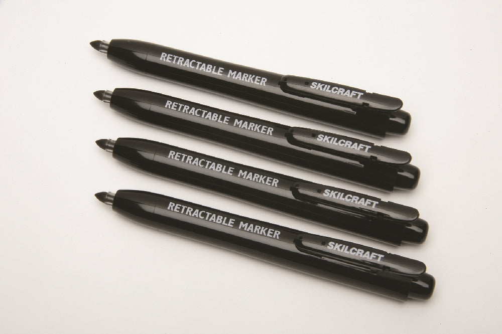 Image of SKILCRAFT® Retractable Permanent Marker, Fine Point, Black Ink