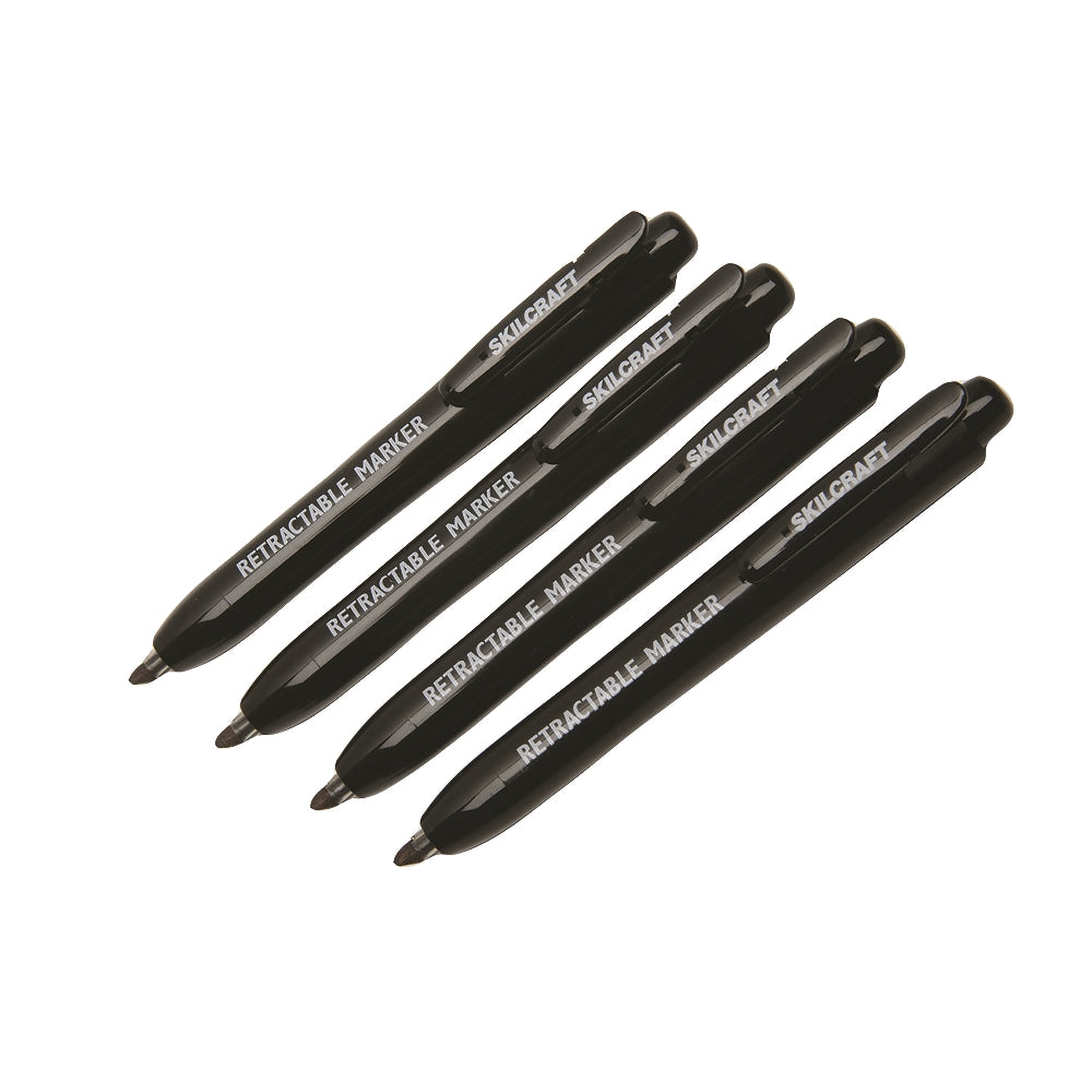 Image of SKILCRAFT® Retractable Permanent Marker, Chisel Tip, Black Ink