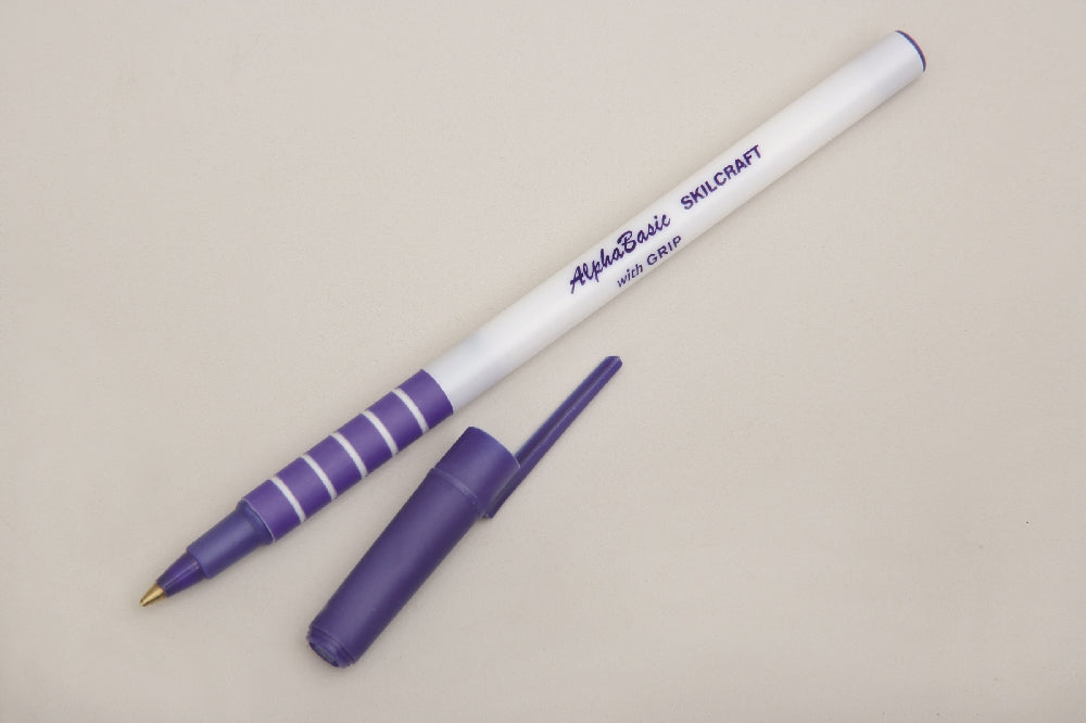 Image of SKILCRAFT® AlphaBasic Ballpoint Pen with Grip, Blue Ink, Case of 12 Dozen