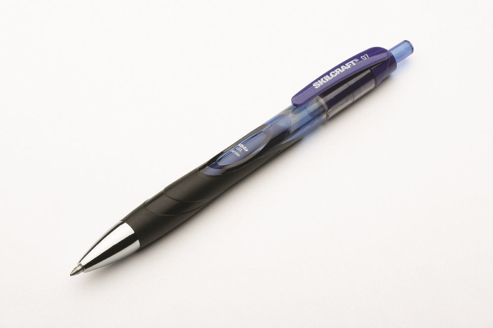 Image of SKILCRAFT® VISTA Secure Gel Pen, Blue Ink, Medium Point, 3/Package, Case of 12 Packages