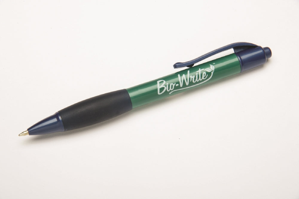 Image of SKILCRAFT® Bio-Write® Retractable Pen with Rubber Grip, Blue Ink, Fine Point