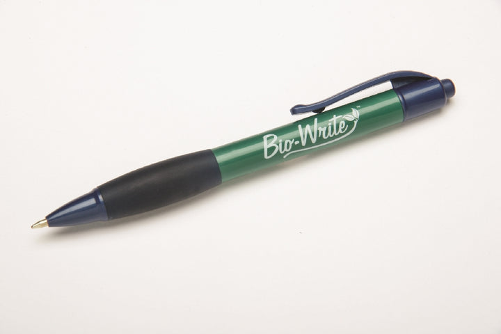 Image of SKILCRAFT® Bio-Write® Retractable Pen with Rubber Grip, Blue Ink, Fine Point, Case of 36 Dozen