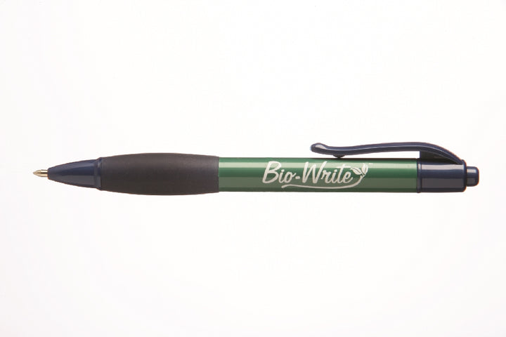 Image of SKILCRAFT® Bio-Write® Retractable Pen with Rubber Grip, Blue Ink, Medium Point, Case of 36 Dozen