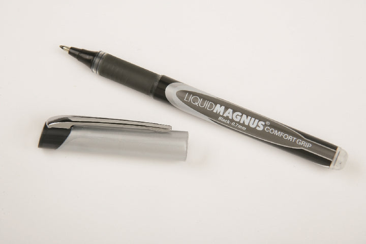 Image of SKILCRAFT® Liquid Magnus® Liquid Magnus Comfort Grip Rollerball Pen, Black Ink, Fine Point Arrowhead 0.7mm, 4/Package, Case of 12 Packages