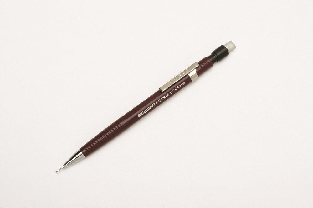 Image of SKILCRAFT® American Classic™ American Classic Mechanical Pencil, 0.5mm Fine Point Lead - Burgundy Barrel