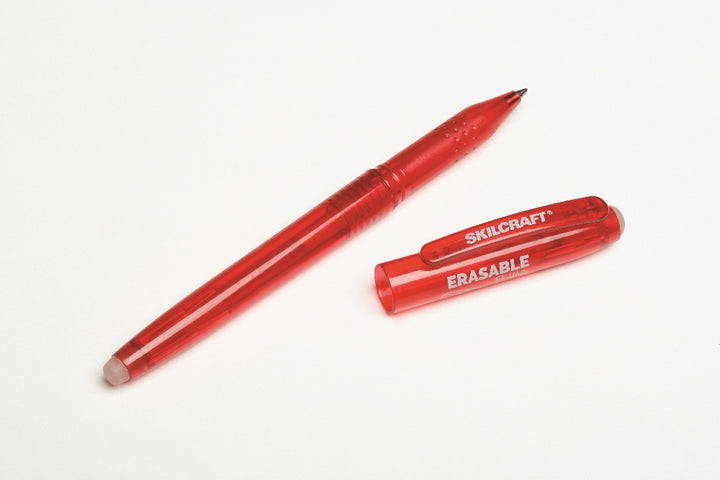 Image of SKILCRAFT® Erasable Re-Write Gel Stick Pen, Red Ink, Medium Point, Case of 12 Dozen