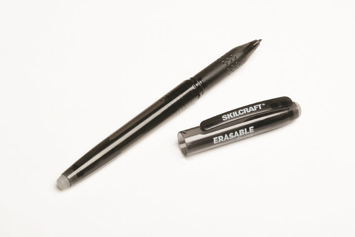 Image of SKILCRAFT® Erasable Re-Write Gel Stick Pen, Black Ink, Medium Point