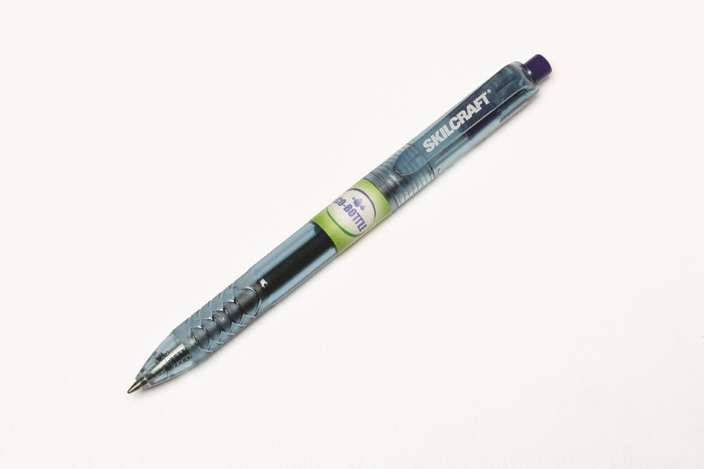 Image of SKILCRAFT® Eco-Bottle Retractable Gel Pen, Blue Ink