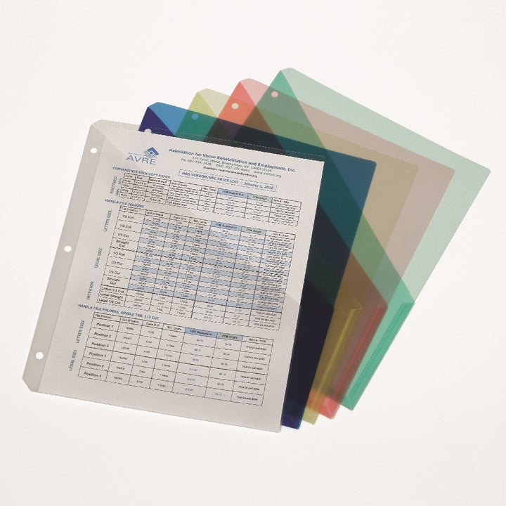Image of SKILCRAFT® Three-Ring Slash-Style Project File Jacket, Assorted Colors, 5/Package, Case of 10 Packages