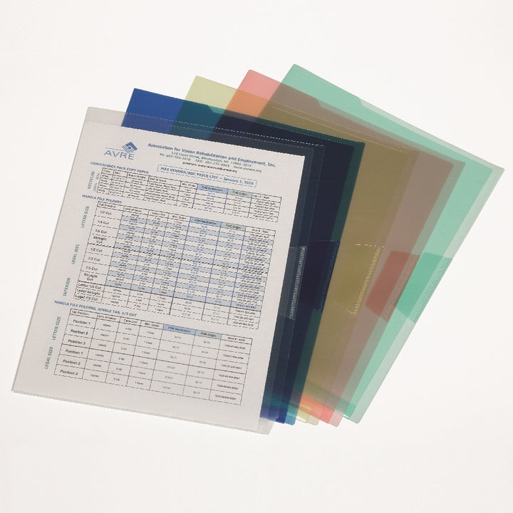 Image of SKILCRAFT® Project File Jacket, Translucent, Clear/Green/Blue/Red/Yellow