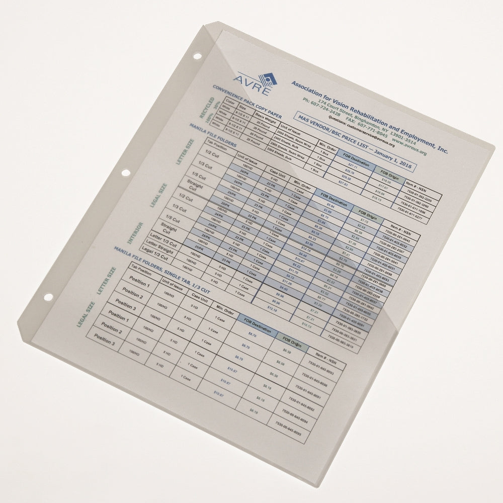 Image of SKILCRAFT® Three-Ring Slash-Style Project File Jacket, Clear, 5/Package, Case of 10 Packages