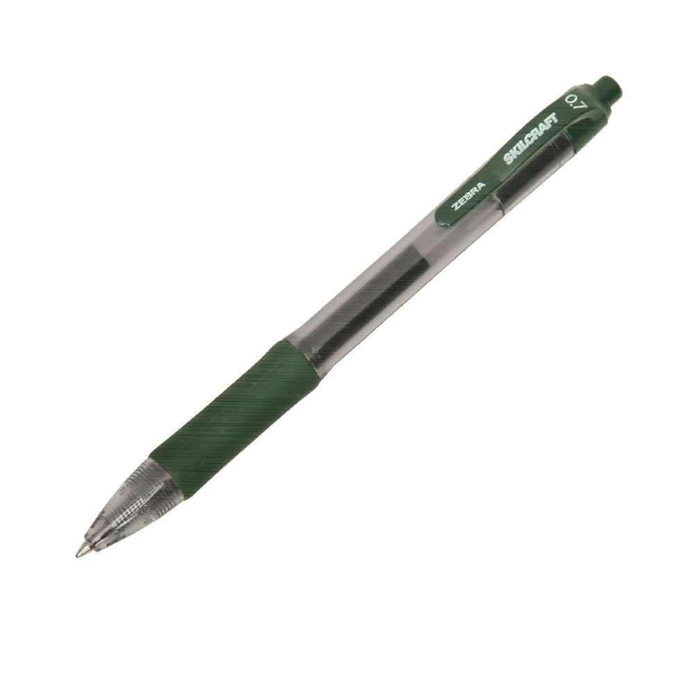 Image of SKILCRAFT® Zebra® Retractable Gel Pen, Green Ink, Medium Point, Case of 12 Dozen