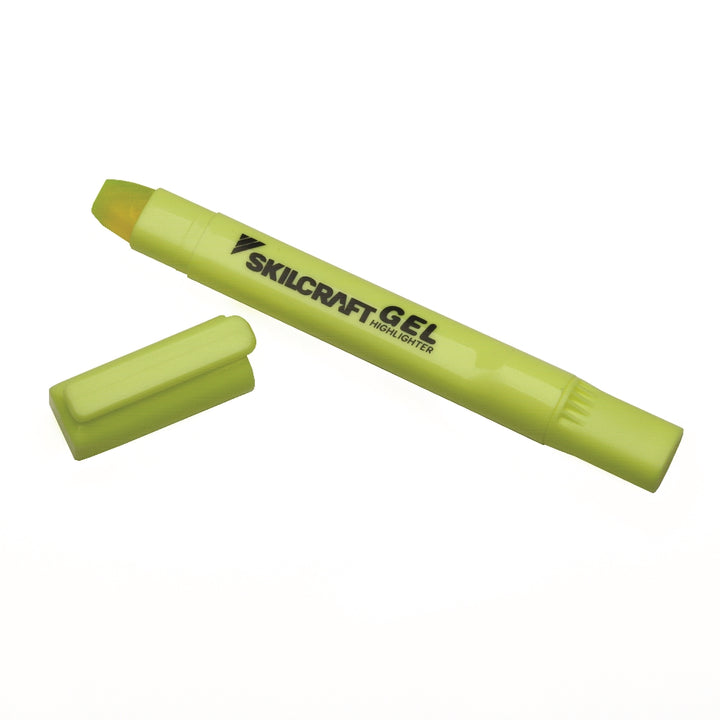 Image of SKILCRAFT® Gel Highlighter, Fluorescent Yellow, 4/Package, Case of 12 Packages of 4