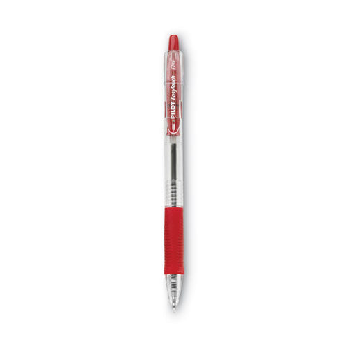Image of Pilot® 32212 Easytouch Ballpoint Pen, Retractable, Fine 0.7 Mm, Red Ink, Clear Barrel, Dozen