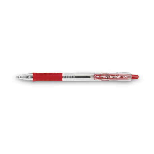 Image of Pilot® 32212 Easytouch Ballpoint Pen, Retractable, Fine 0.7 Mm, Red Ink, Clear Barrel, Dozen