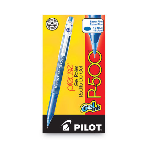 Image of Pilot® 38601 Precise P-500 Gel Pen, Stick, Extra-Fine 0.5 Mm, Blue Ink, Blue Barrel, Dozen