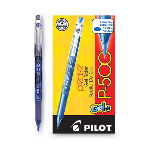 Image of Pilot® 38601 Precise P-500 Gel Pen, Stick, Extra-Fine 0.5 Mm, Blue Ink, Blue Barrel, Dozen