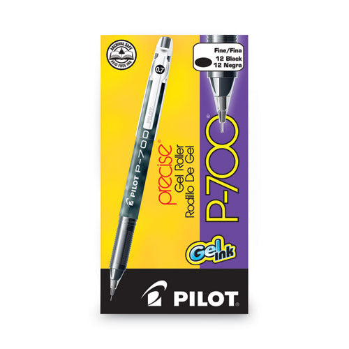 Image of Pilot® 38610 Precise P-700 Gel Pen, Stick, Fine 0.7 Mm, Black Ink, Black Barrel, Dozen