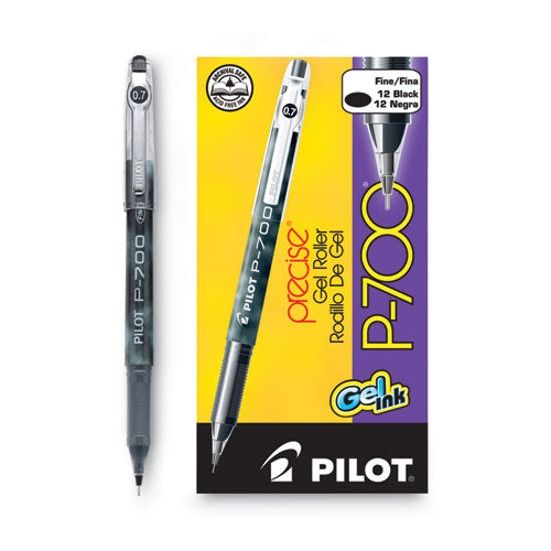 Image of Pilot® 38610 Precise P-700 Gel Pen, Stick, Fine 0.7 Mm, Black Ink, Black Barrel, Dozen