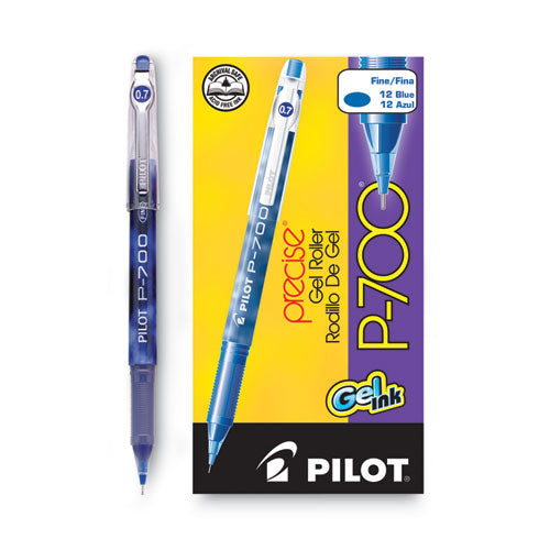 Image of Pilot® 38611 Precise P-700 Gel Pen, Stick, Fine 0.7 Mm, Blue Ink, Blue Barrel, Dozen