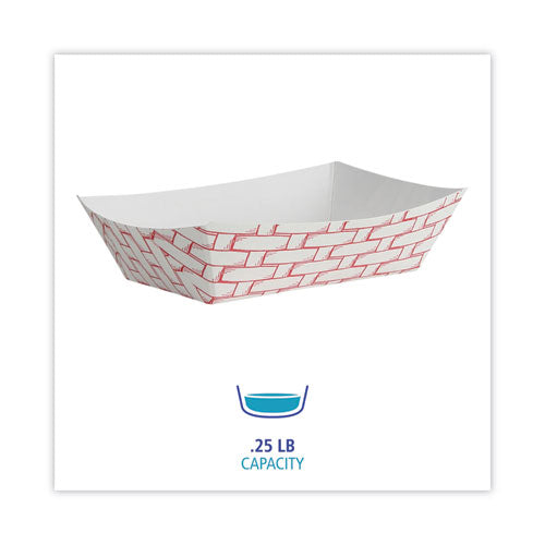Image of Boardwalk® BWK30LAG025 Paper Food Baskets, 0.25 lb Capacity, 2.69 x 4 x 1.05, Red/White, 1,000/Carton