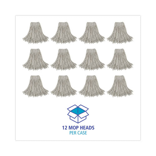 Image of Boardwalk® BWK2024CCT Cut-End Wet Mop Head, Cotton, #24, White 12/Carton