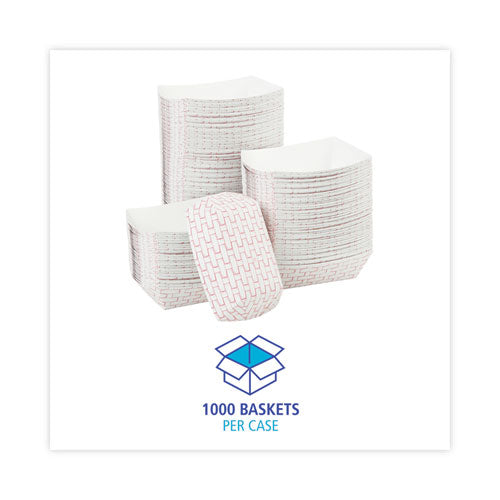 Image of Boardwalk® BWK30LAG050 Paper Food Baskets, 0.5 Lb Capacity, Red/white, 1,000/carton