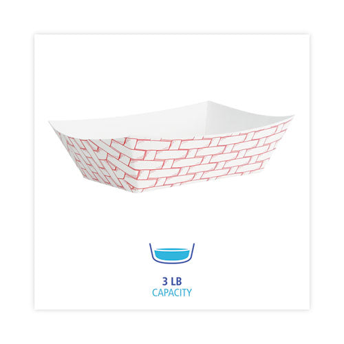 Image of Boardwalk® BWK30LAG300 Paper Food Baskets, 3 Lb Capacity, Red/white, 500/carton