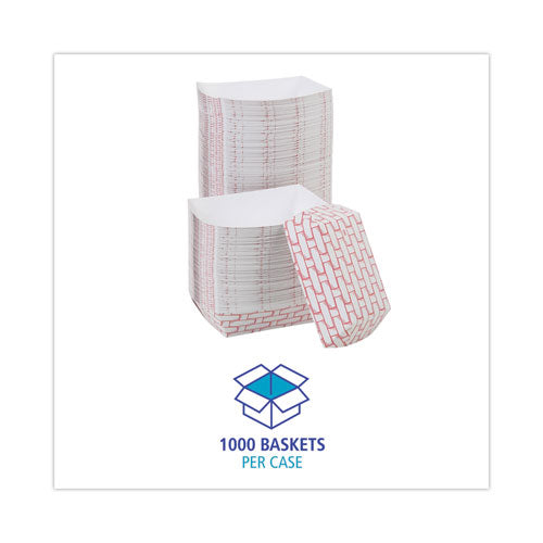 Image of Boardwalk® BWK30LAG200 Paper Food Baskets, 2 Lb Capacity, Red/white, 1,000/carton
