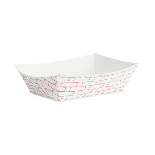 Image of Boardwalk® BWK30LAG050 Paper Food Baskets, 0.5 Lb Capacity, Red/white, 1,000/carton