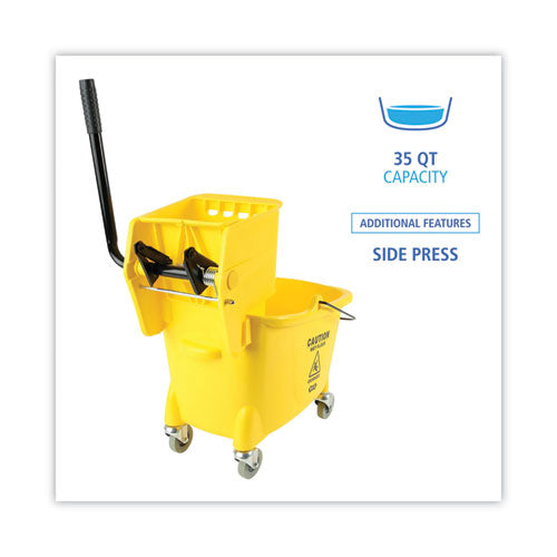 Image of Boardwalk® BWK2635COMBOYEL Pro-Pac Side-Squeeze Wringer/Bucket Combo, 8.75 gal, Yellow/Silver