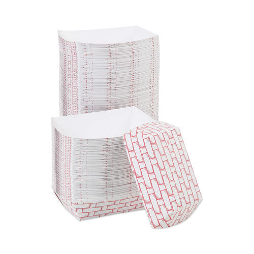 Image of Boardwalk® BWK30LAG200 Paper Food Baskets, 2 Lb Capacity, Red/white, 1,000/carton
