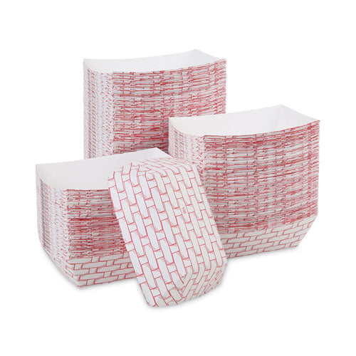 Image of Boardwalk® BWK30LAG100 Paper Food Baskets, 1 Lb Capacity, Red/white, 1,000/carton