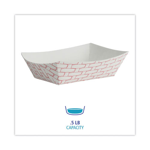 Image of Boardwalk® BWK30LAG050 Paper Food Baskets, 0.5 Lb Capacity, Red/white, 1,000/carton