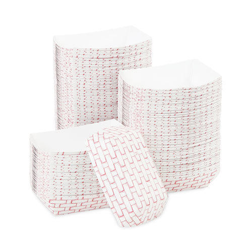 Image of Boardwalk® BWK30LAG025 Paper Food Baskets, 0.25 lb Capacity, 2.69 x 4 x 1.05, Red/White, 1,000/Carton
