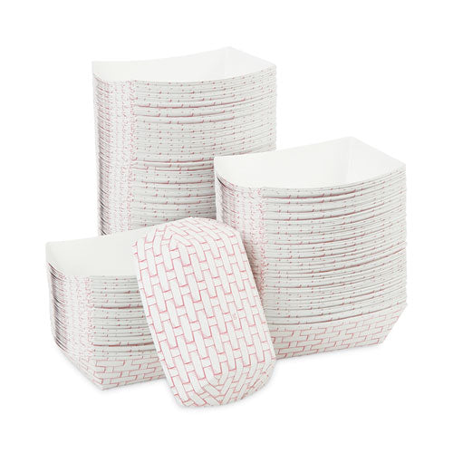 Image of Boardwalk® BWK30LAG050 Paper Food Baskets, 0.5 Lb Capacity, Red/white, 1,000/carton