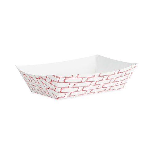 Image of Boardwalk® BWK30LAG025 Paper Food Baskets, 0.25 lb Capacity, 2.69 x 4 x 1.05, Red/White, 1,000/Carton