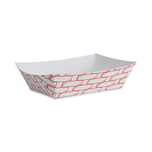 Image of Boardwalk® BWK30LAG200 Paper Food Baskets, 2 Lb Capacity, Red/white, 1,000/carton