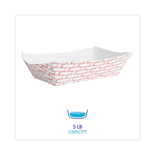 Image of Boardwalk® BWK30LAG500 Paper Food Baskets, 5 Lb Capacity, Red/white, 500/carton