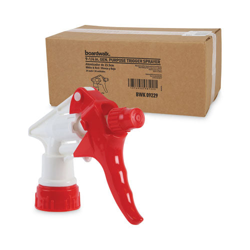 Image of Boardwalk® 511265 General Purpose Trigger Sprayer, 9.25" Tube, Fits 32 oz Bottles, Red/White, 24/Carton