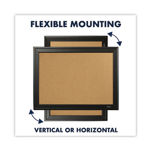 Image of QuartetÂ® Cork Bulletin Board with Black Frame, 17" x 11", Tan Surface, Black Fiberboard (MDF) Frame